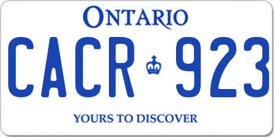 ON license plate CACR923