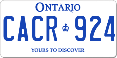 ON license plate CACR924