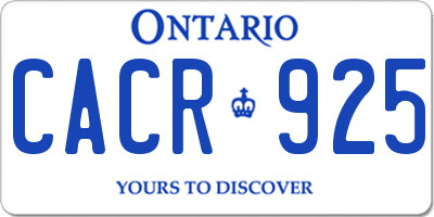 ON license plate CACR925