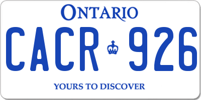 ON license plate CACR926