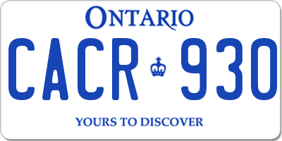 ON license plate CACR930