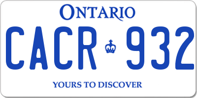 ON license plate CACR932