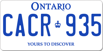 ON license plate CACR935