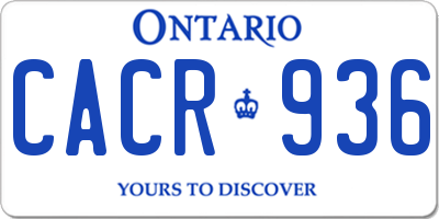 ON license plate CACR936