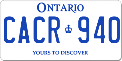 ON license plate CACR940