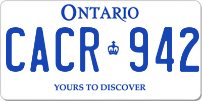 ON license plate CACR942