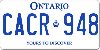 ON license plate CACR948