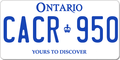 ON license plate CACR950