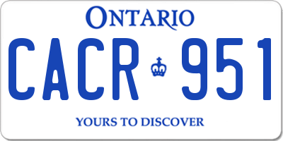 ON license plate CACR951