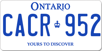 ON license plate CACR952