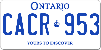 ON license plate CACR953