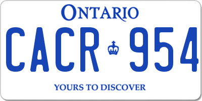 ON license plate CACR954