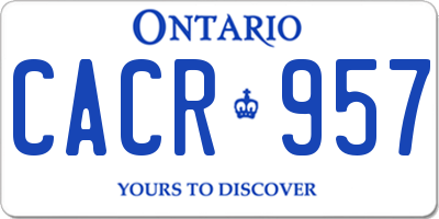 ON license plate CACR957