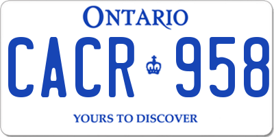 ON license plate CACR958