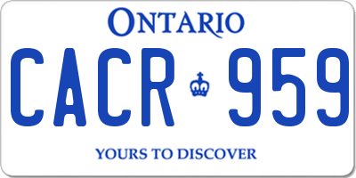 ON license plate CACR959