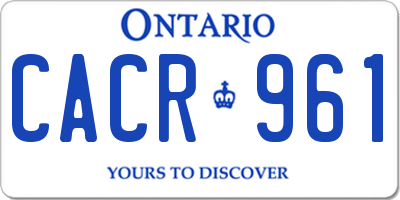 ON license plate CACR961