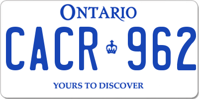 ON license plate CACR962