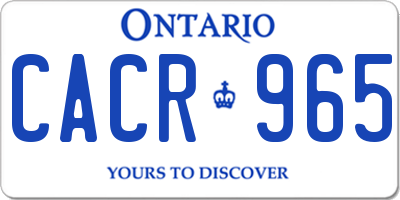 ON license plate CACR965