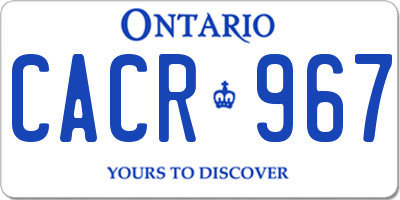 ON license plate CACR967