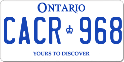 ON license plate CACR968