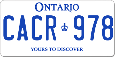 ON license plate CACR978