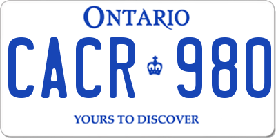 ON license plate CACR980