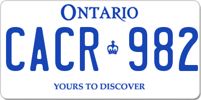 ON license plate CACR982