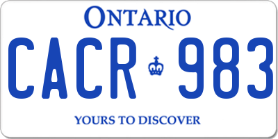 ON license plate CACR983