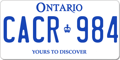 ON license plate CACR984