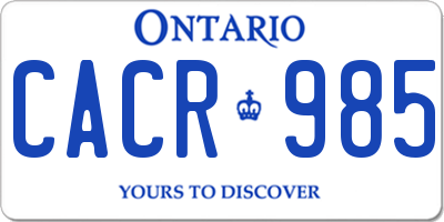 ON license plate CACR985