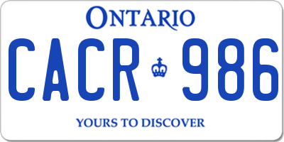 ON license plate CACR986