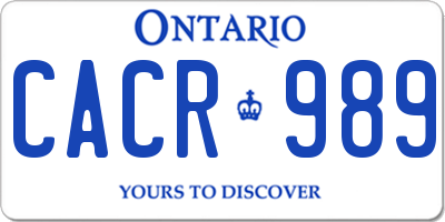 ON license plate CACR989