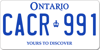 ON license plate CACR991