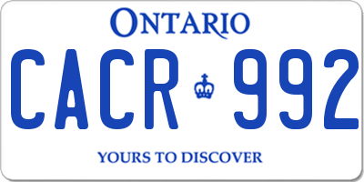 ON license plate CACR992