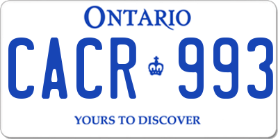 ON license plate CACR993