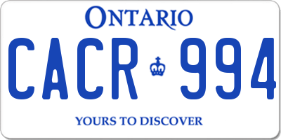 ON license plate CACR994