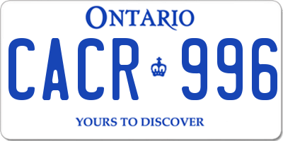 ON license plate CACR996