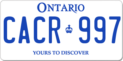 ON license plate CACR997