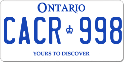 ON license plate CACR998