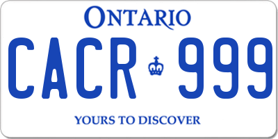 ON license plate CACR999