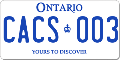 ON license plate CACS003