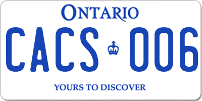 ON license plate CACS006