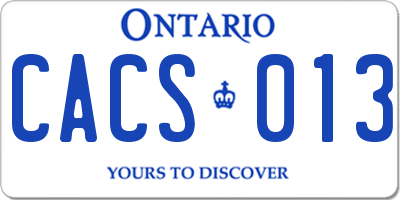 ON license plate CACS013