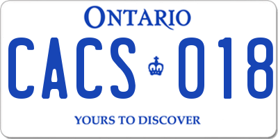 ON license plate CACS018