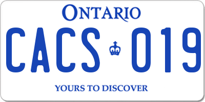 ON license plate CACS019