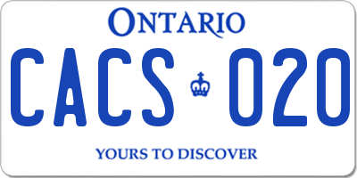 ON license plate CACS020