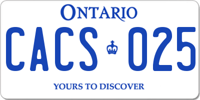 ON license plate CACS025