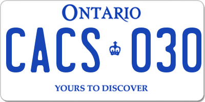 ON license plate CACS030