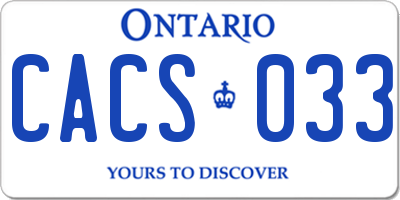 ON license plate CACS033