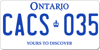 ON license plate CACS035